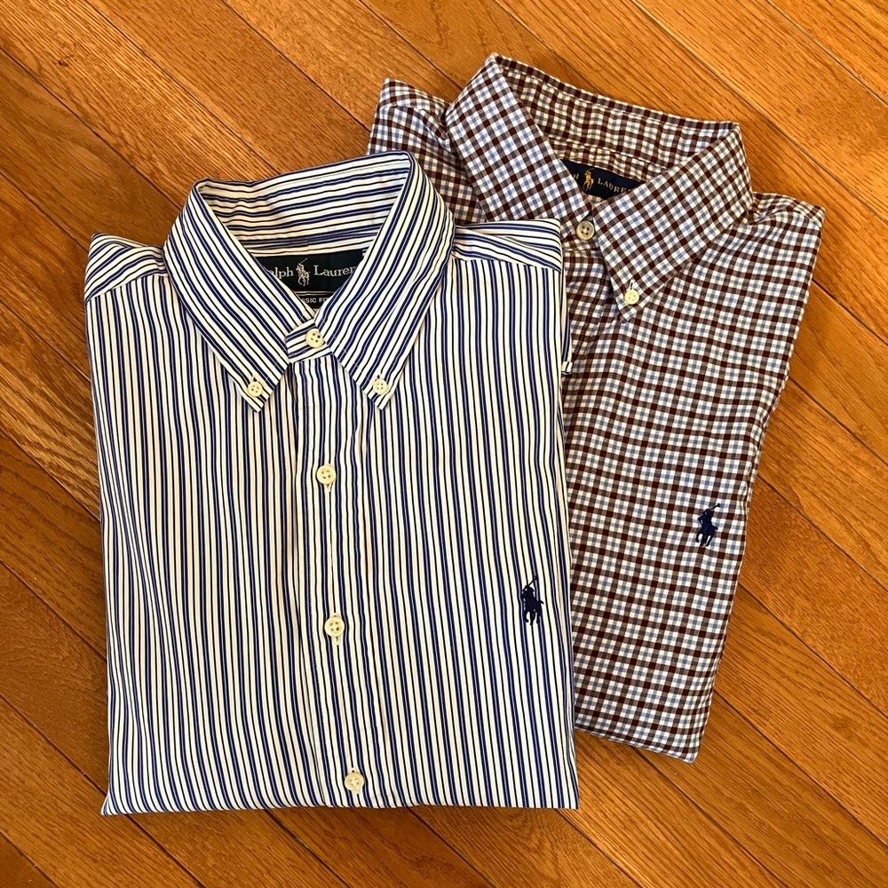 Pair of Ralph Lauren Long Sleeve Classic Button-Down Shirts size L